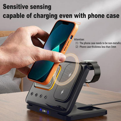 Wireless Chargers Stand 5 In1 LED Digital Alarm Clock Fast Charging Dock Station