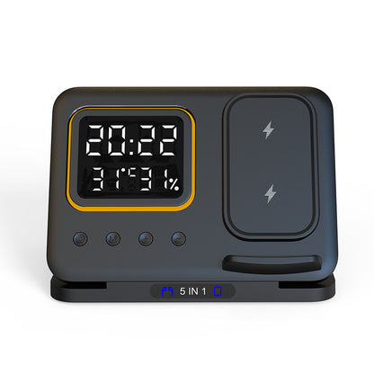 Wireless Chargers Stand 5 In1 LED Digital Alarm Clock Fast Charging Dock Station