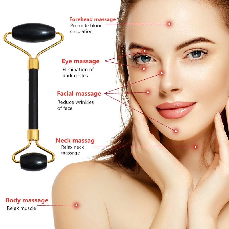 Black Stone Jade Roller for Face Massage at Unamous™
