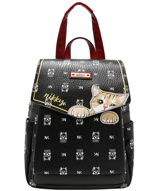 Cat Eco-Leather Convertible Backpack Bag