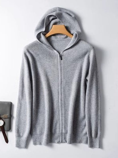 Men's Long Sleeve Hooded Cardigan in Gray Unamous™