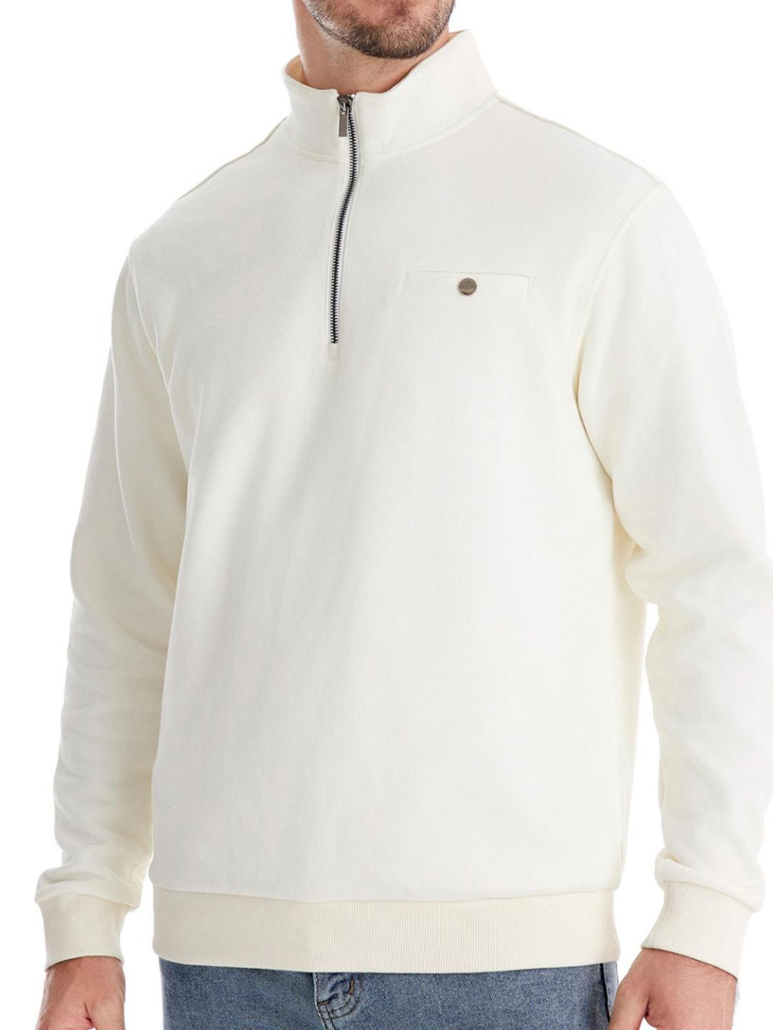Men's Quarter Zip Long Sleeve Sweatshirt 