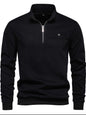Men's Quarter Zip Long Sleeve Sweatshirt in Black Blue at Unamous™